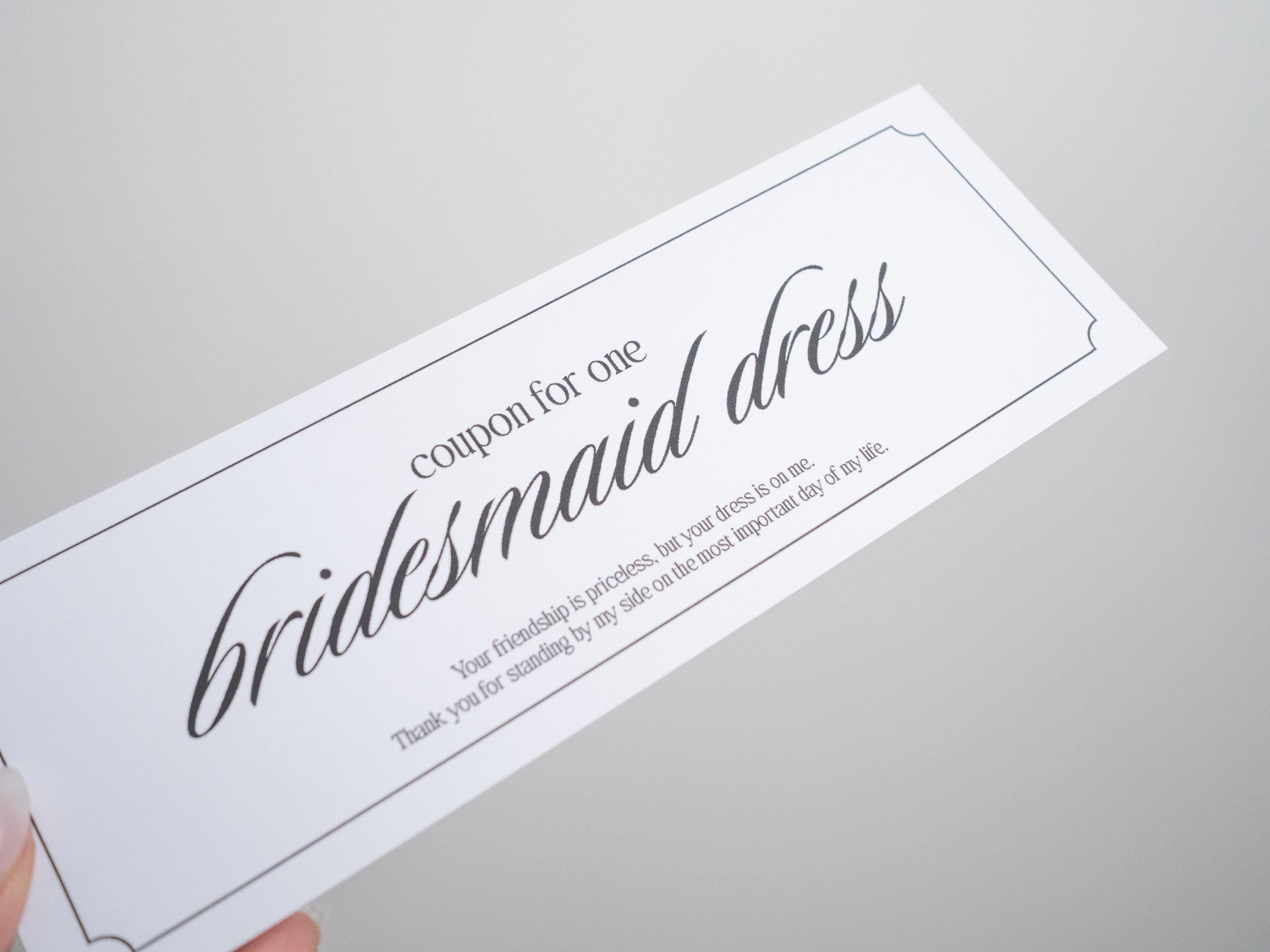 Bridesmaid Dress Coupon