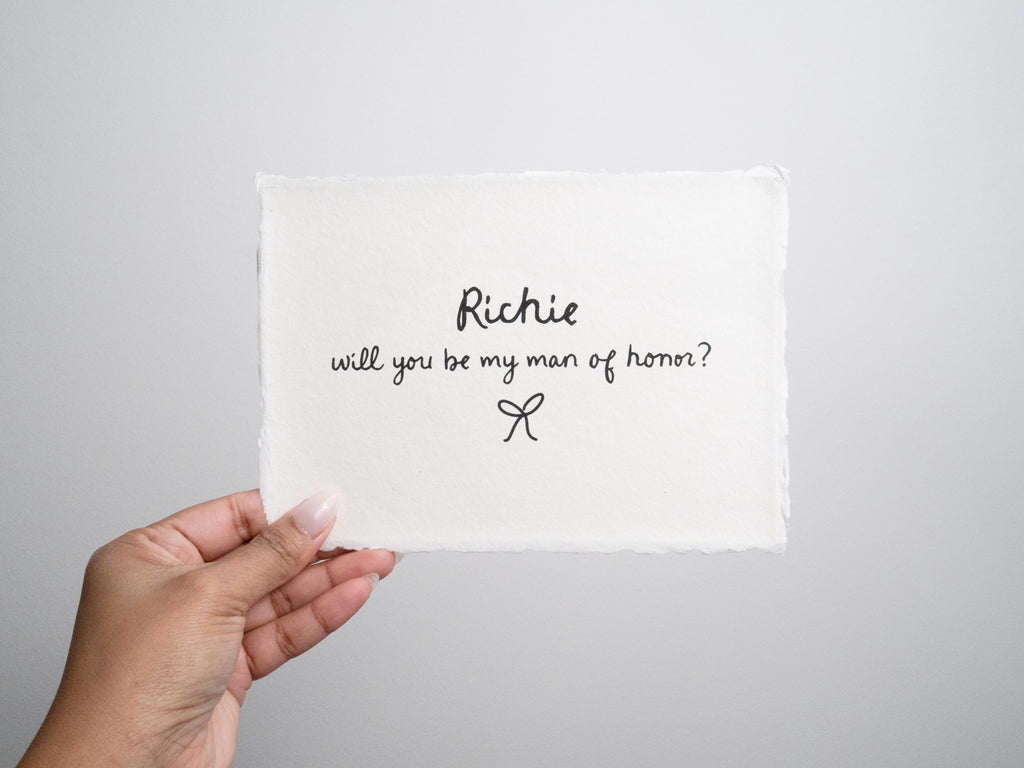 Custom Bridesmaid Proposal Card, Cotton Deckled Edge Print