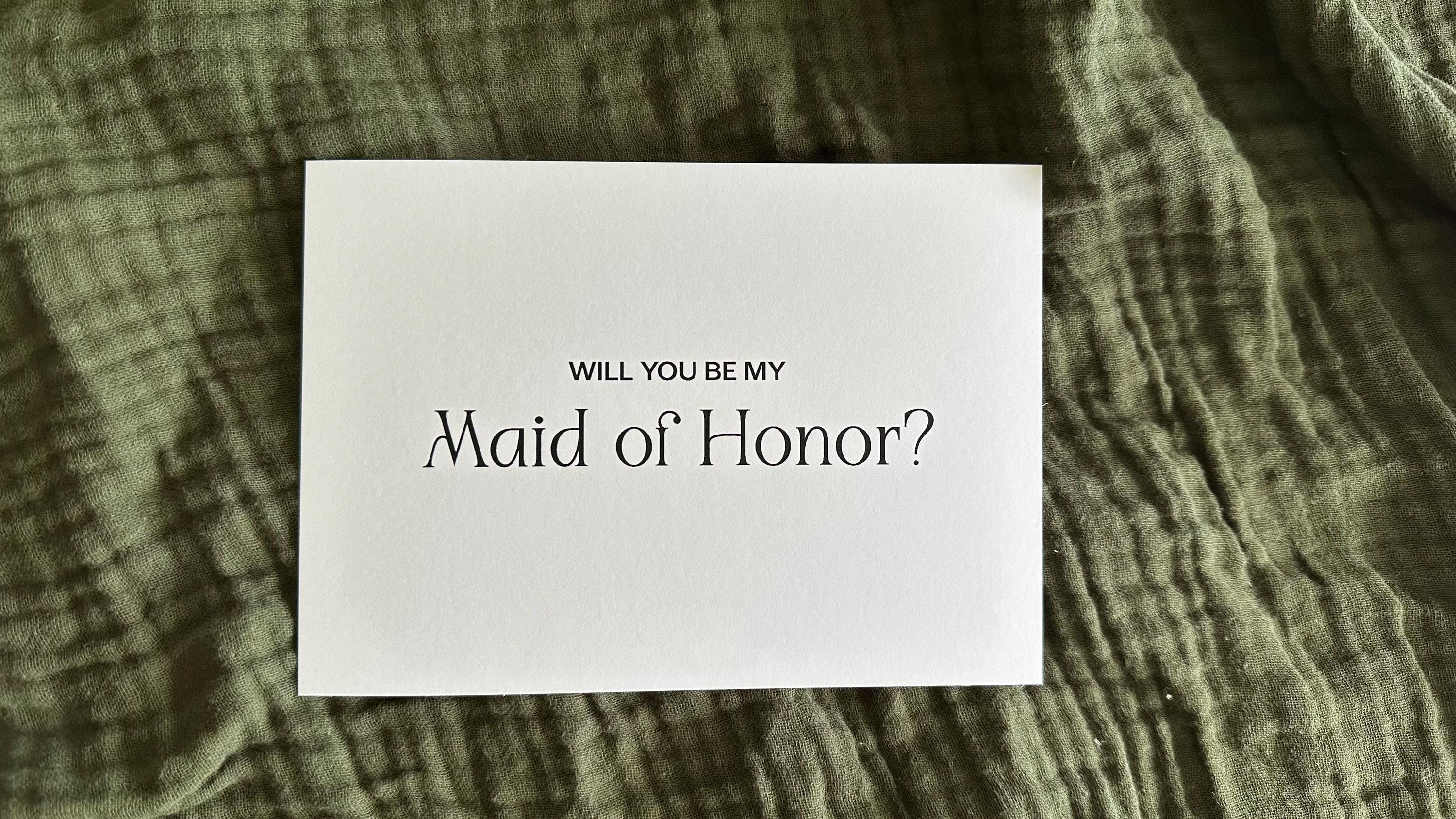 Bridesmaid Proposal 7x5 Cardstock PRINT | Old Money, Quirky,Minimal or Elegant theme