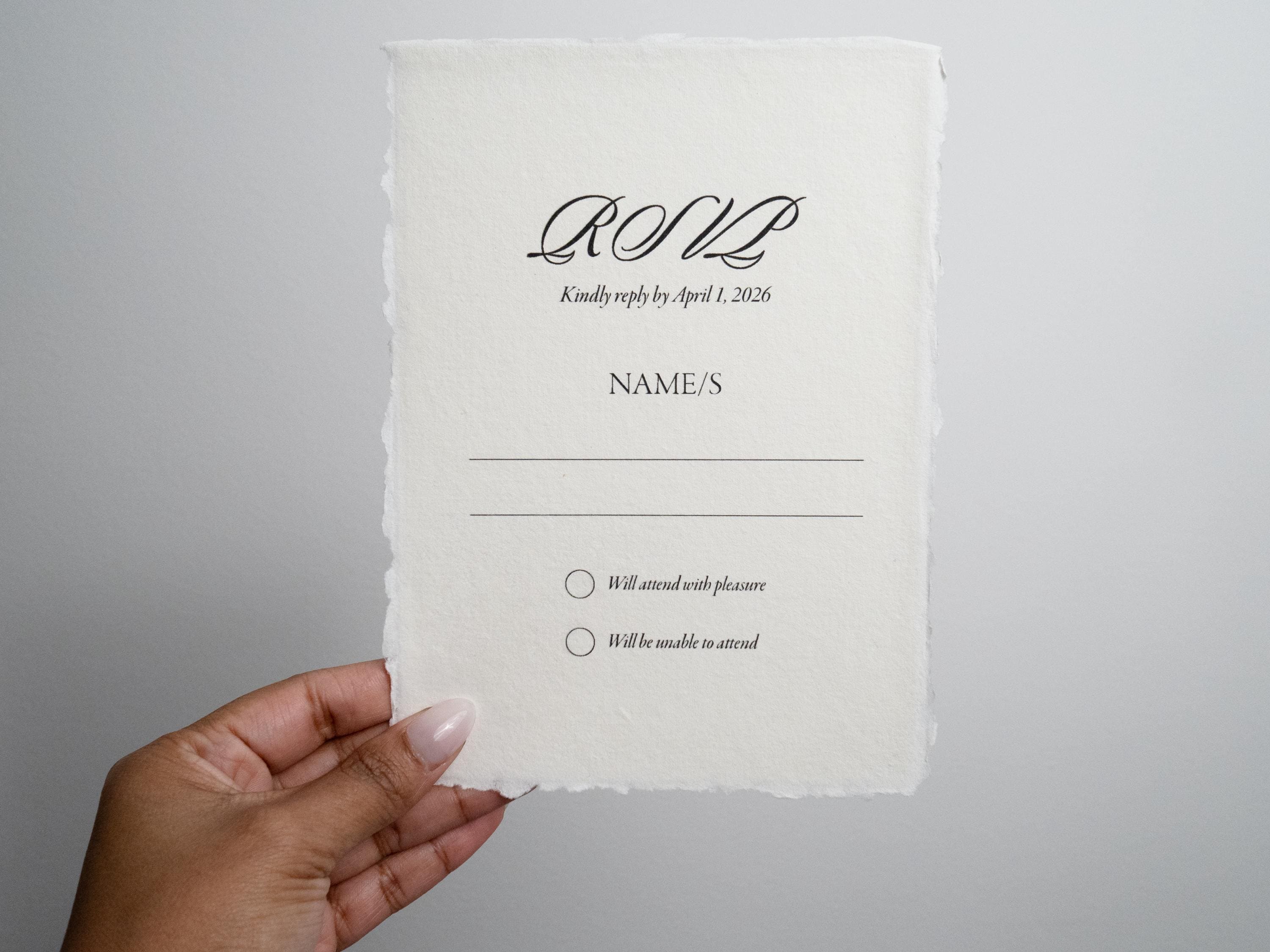Custom wedding table number deckled edge print
