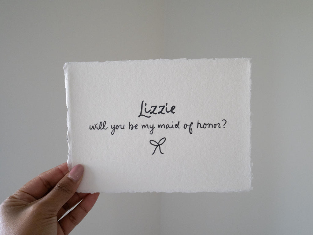Custom Bridesmaid Proposal Card, Cotton Deckled Edge Print