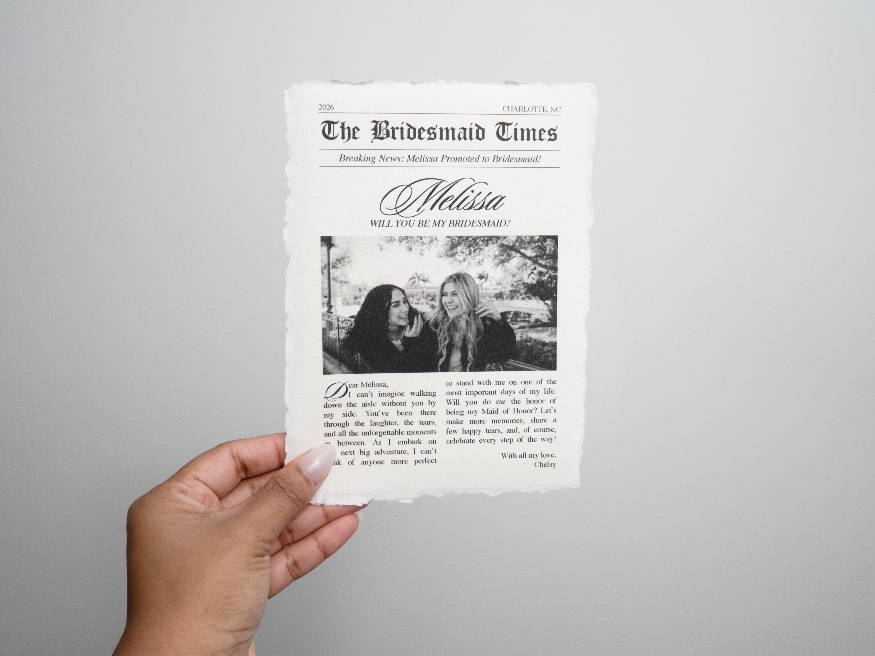 Newspaper Themed Bridesmaid Proposal Cardl