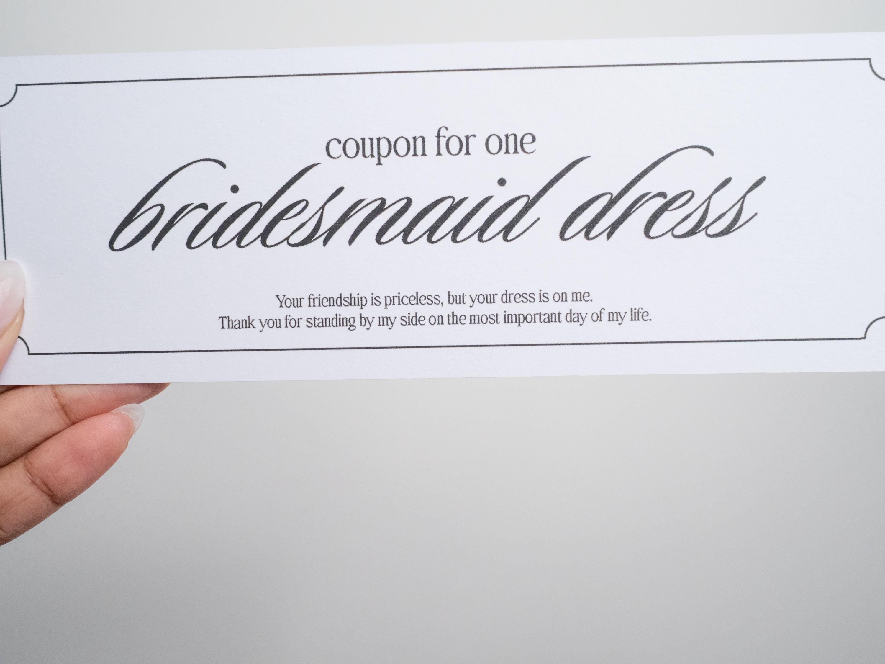 Bridesmaid Dress Coupon