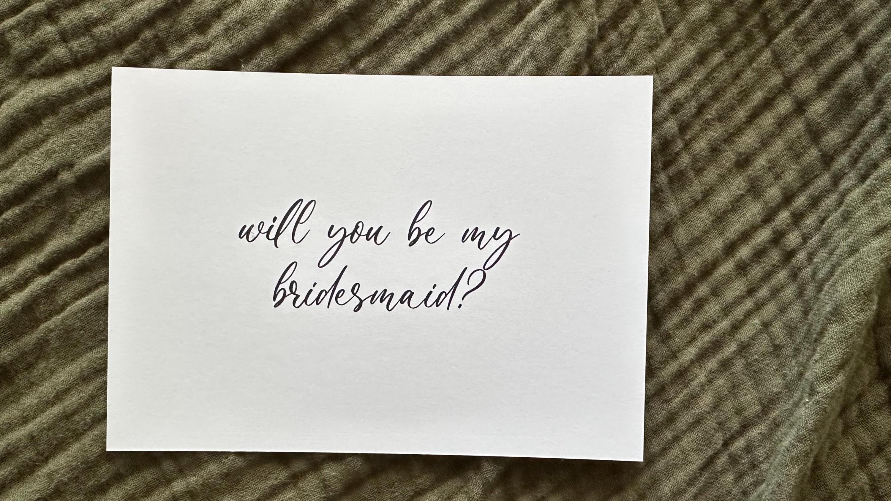 Bridesmaid Proposal 7x5 Cardstock PRINT | Old Money, Quirky,Minimal or Elegant theme