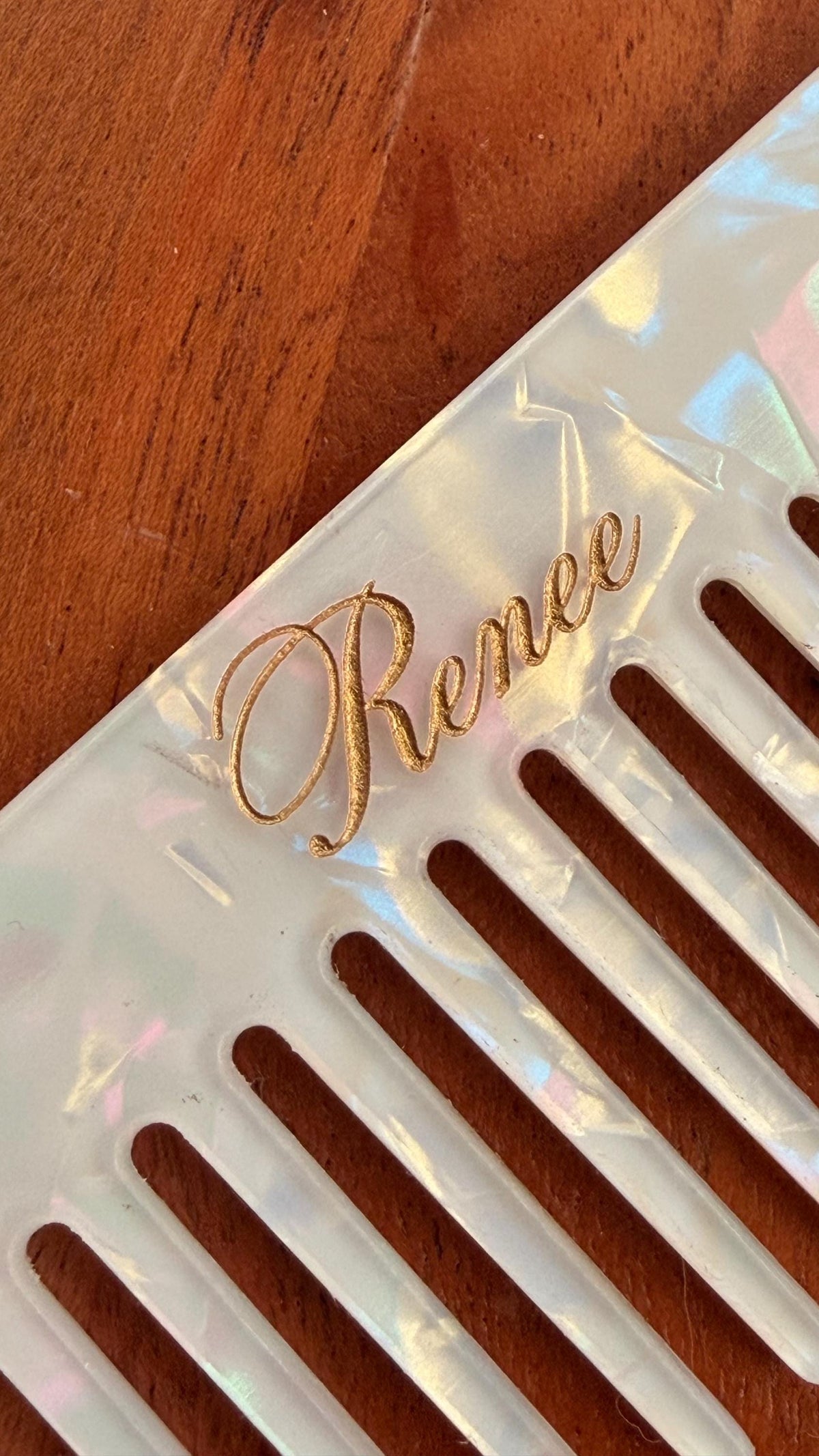 Gold-fill engraved hair comb, bridesmaid gift