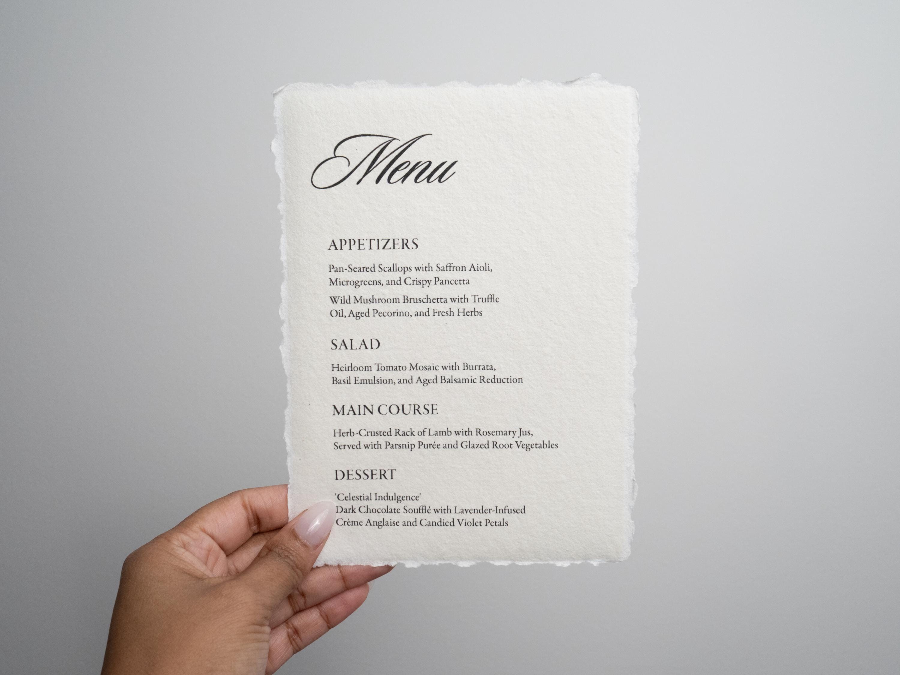 Wedding stationery suite on cotton deckled edge paper