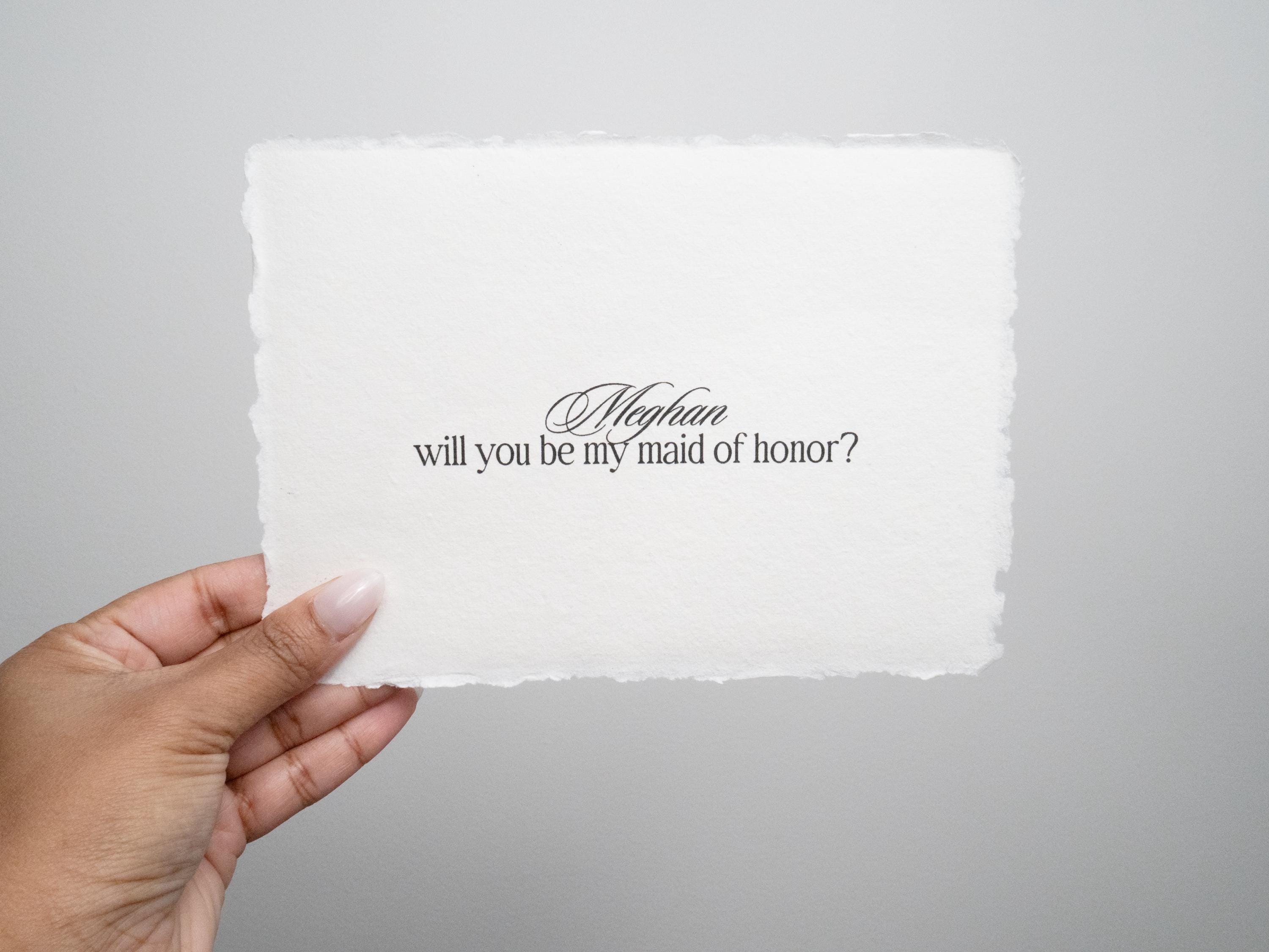 Custom Bridesmaid Proposal Card, Cotton Deckled Edge Print