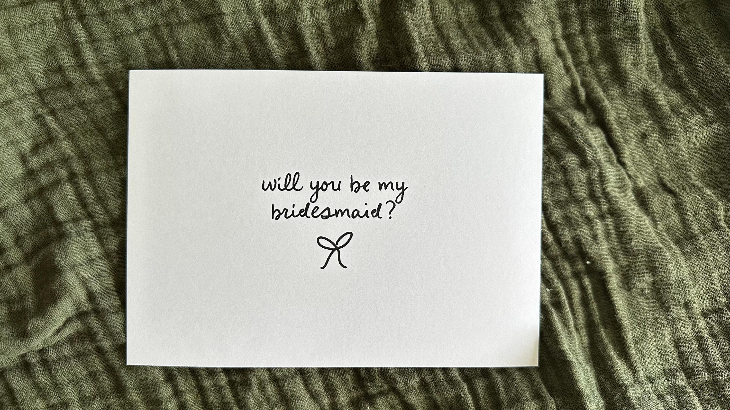 Bridesmaid Proposal 7x5 Cardstock PRINT | Old Money, Quirky,Minimal or Elegant theme