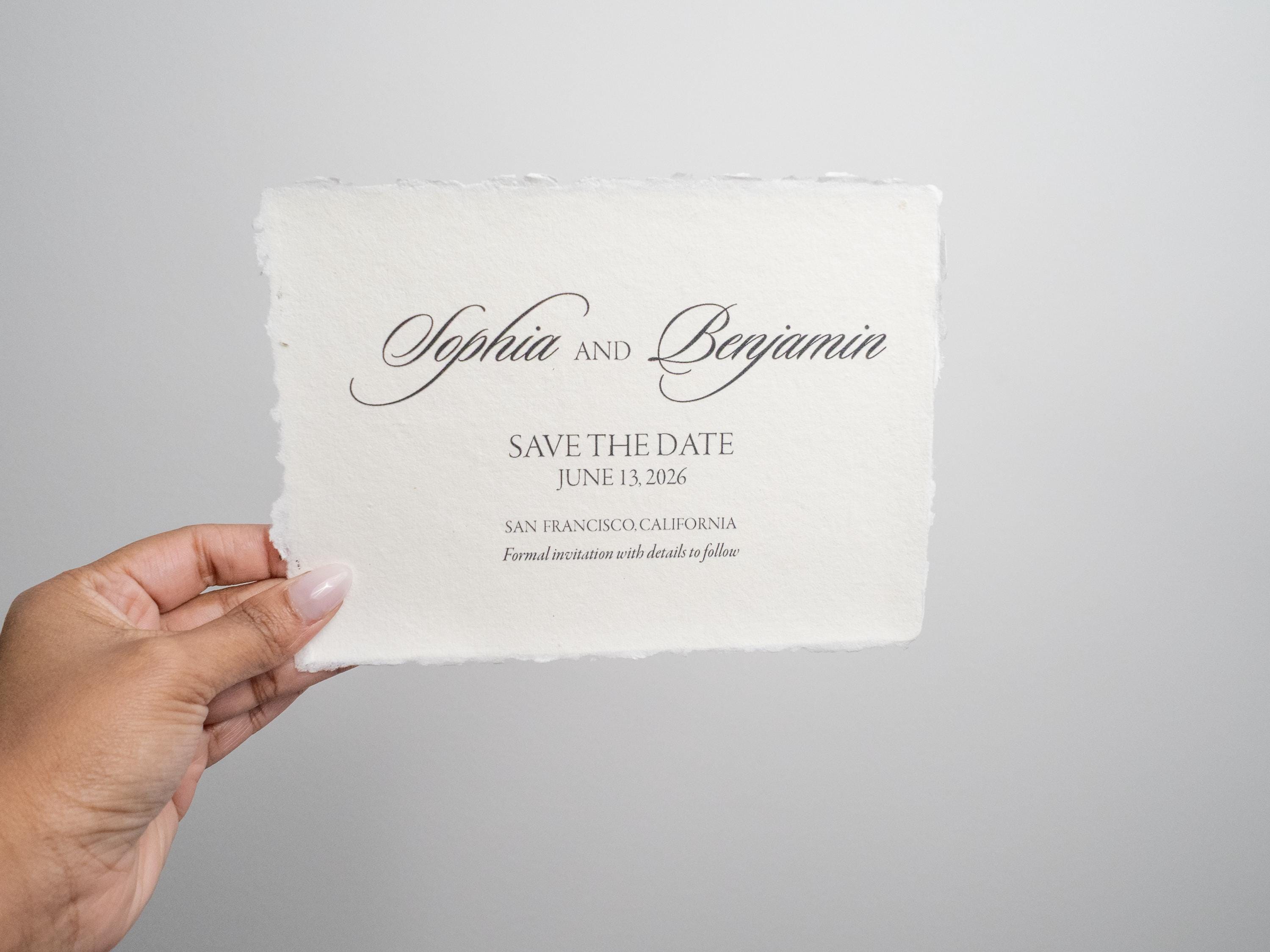 Custom wedding RSVP deckled edge print on cotton paper