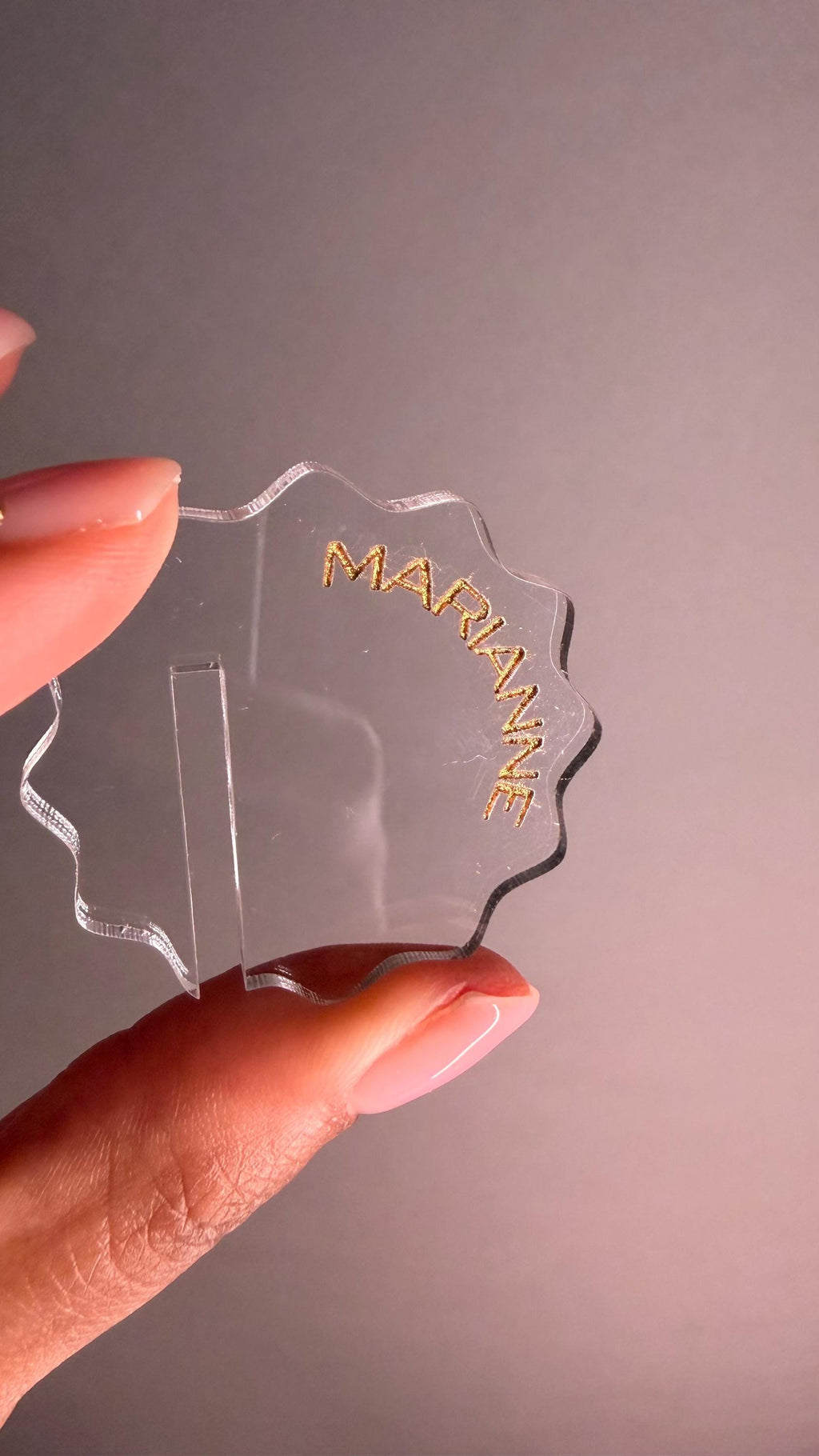 Laser engraved wavy acrylic wine glass charm