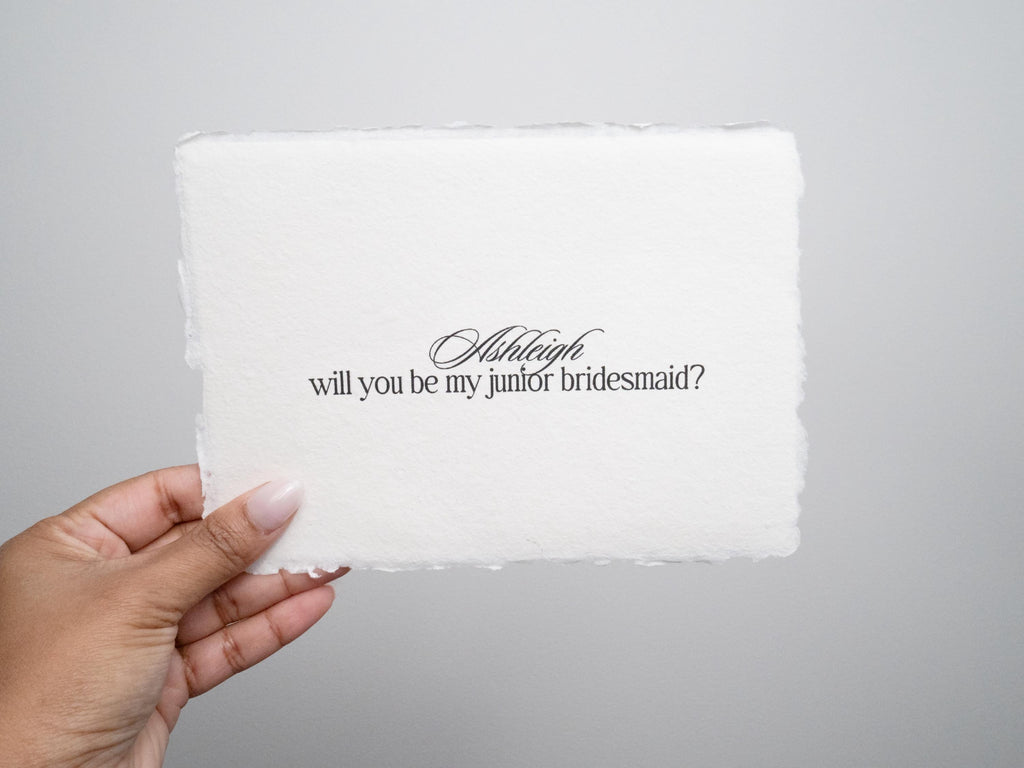 Custom Bridesmaid Proposal Card, Cotton Deckled Edge Print