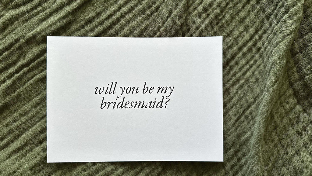 Bridesmaid Proposal 7x5 Cardstock PRINT | Old Money, Quirky,Minimal or Elegant theme