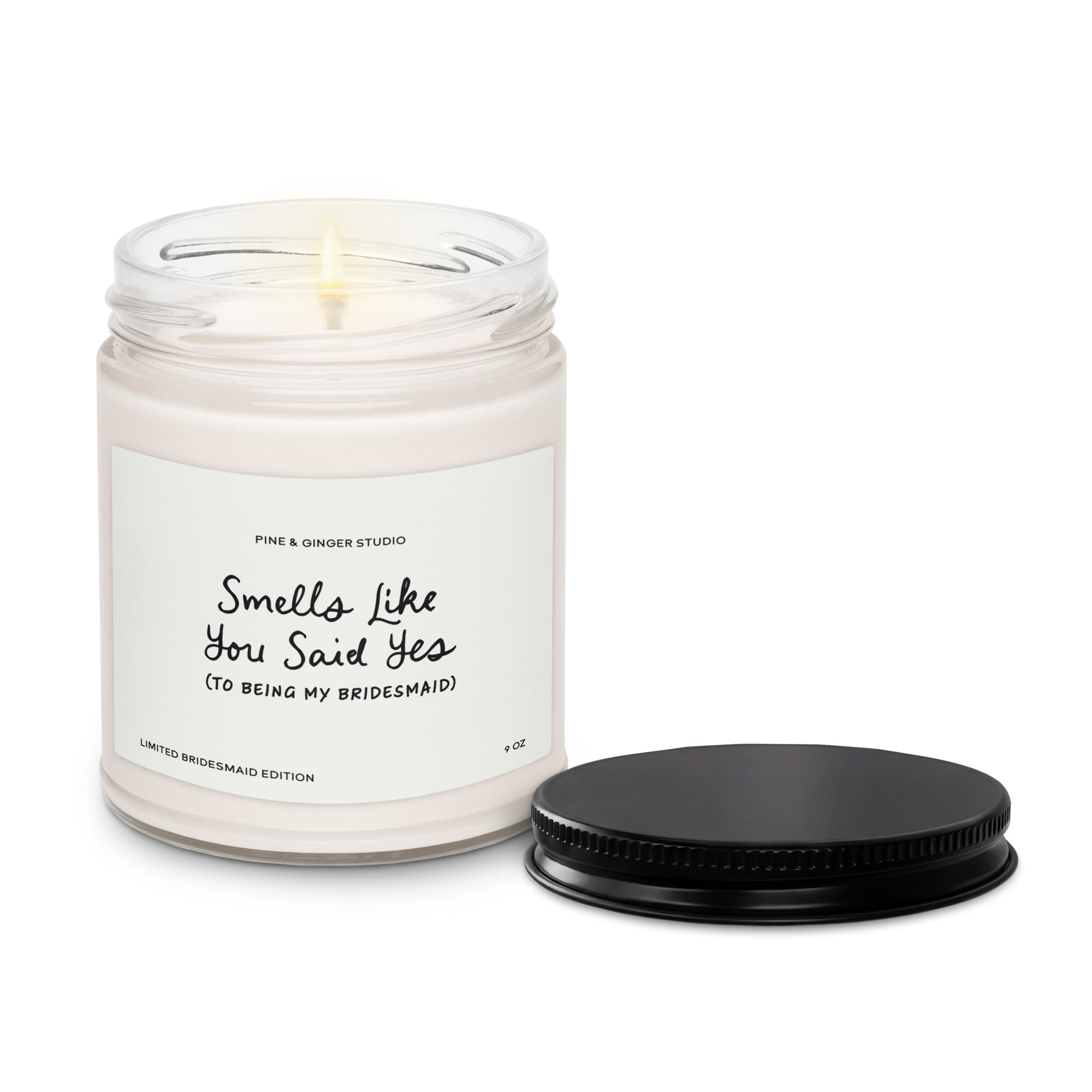 Bridesmaid scented soy candle in cinnamon vanilla